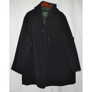 Hunters Jacket Womens 3X Black Hood Quilted Coat Zip Pockets Lightweight Comfort